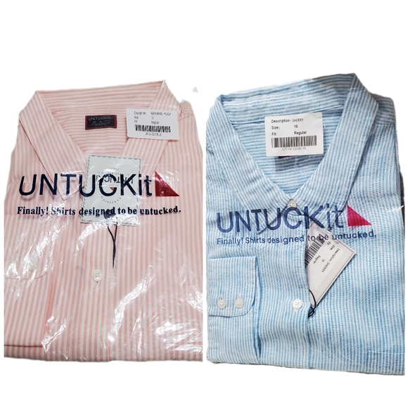 UNTUCKit (Lot of 2) Striped Long Sleeve Button up Shirt Bundle Plus Size 16 - Picture 2 of 8